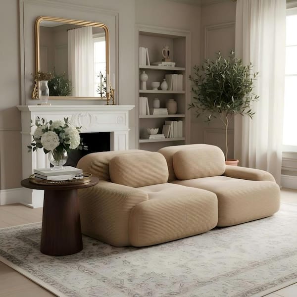Homy Casa SMZO 81.8 in. Corduroy Modular Sectional Sofa with