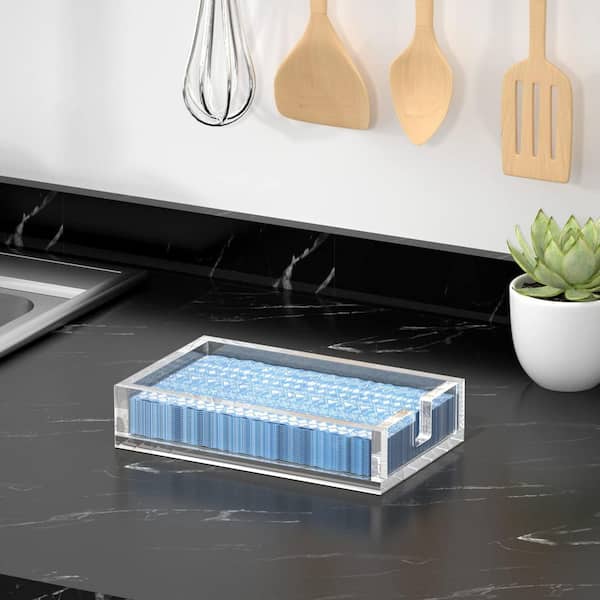 Countertop Clear Acrylic Napkin Holder Bathroom Guest Towel Tray for Kitchen Parties Weddings Restaurant 1-Piece
