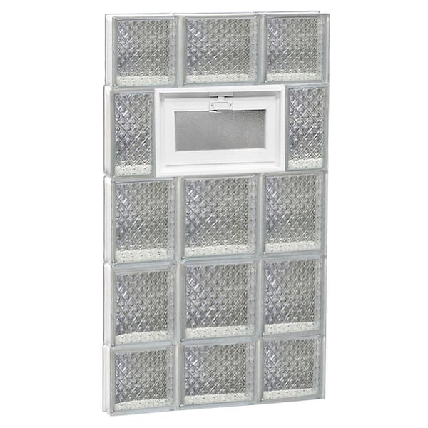 Clearly Secure 19.25 in. x 34.75 in. x 3.125 in. Frameless Diamond Pattern Vented Glass Block Window