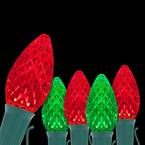 OptiCore 49 ft. 50-Light LED Red and Green Faceted C7 String Light Set