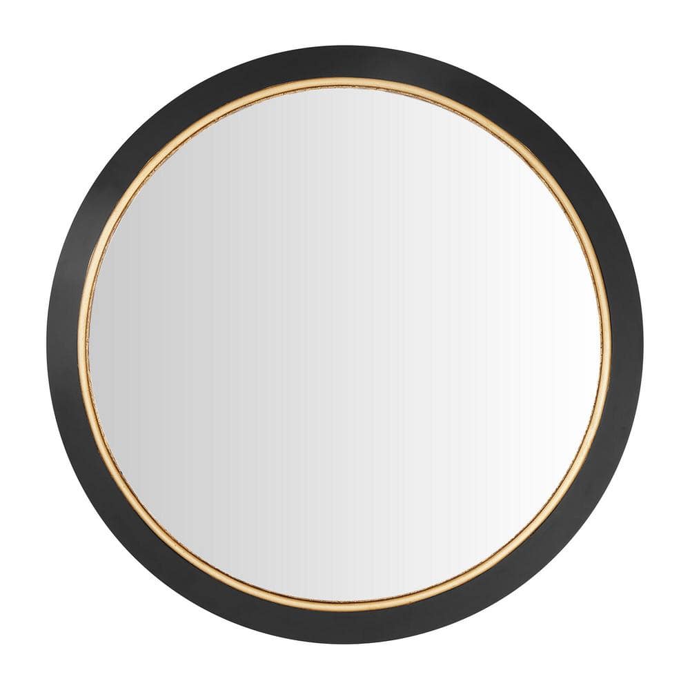 StyleWell Medium Round Black & Gold Convex Classic Accent Mirror (28 in ...