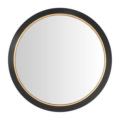 Medium Round Black & Gold Convex Classic Accent Mirror (28 in. Diameter)
