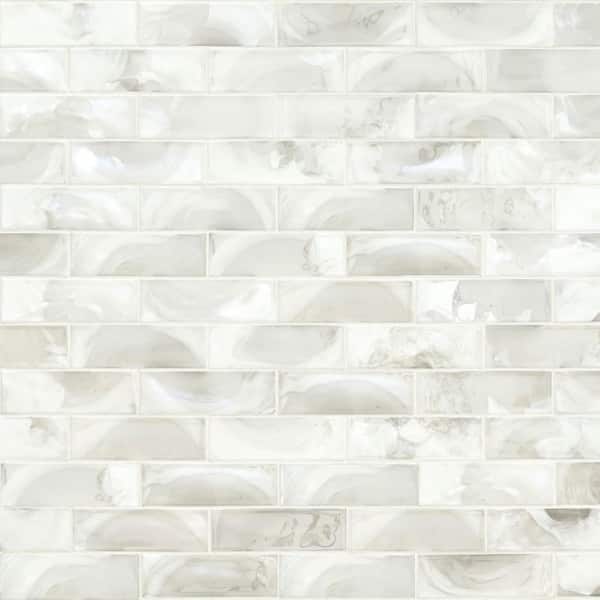 Pearla Subway 12 in. x 12 in. x 0.24 in. Glass Mesh-Mounted Mosaic Wall Tile (0.95 sq. ft./Each)