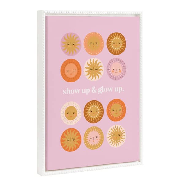 Kate and Laurel Sylvie Beaded Show Up and Glow Up Framed Canvas by Duchess Plum Set of 1 Typography Art Print 18.00 in. x 24.00 in.