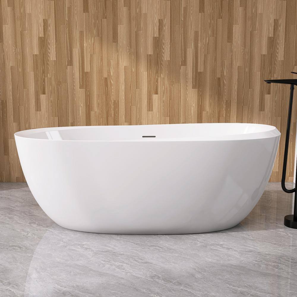 NTQ 59 in. x 29.5 in. Acrylic Free Standing Bathtub Modern Freestanding ...