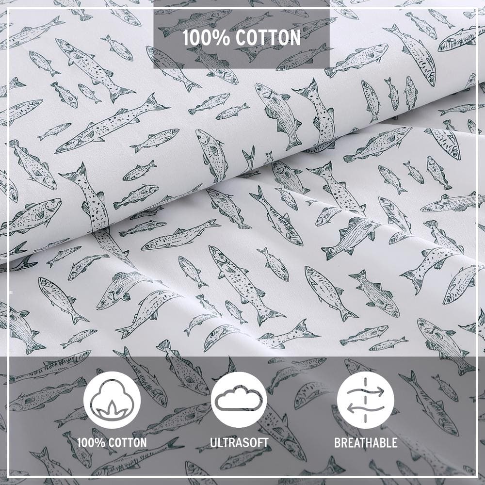 Albright Hill Queen Cotton Percale Nautical Sheet Set