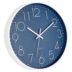 12 in. Cerulean Analog Plastic Battery Operated Silent Non-Ticking Wall Clock