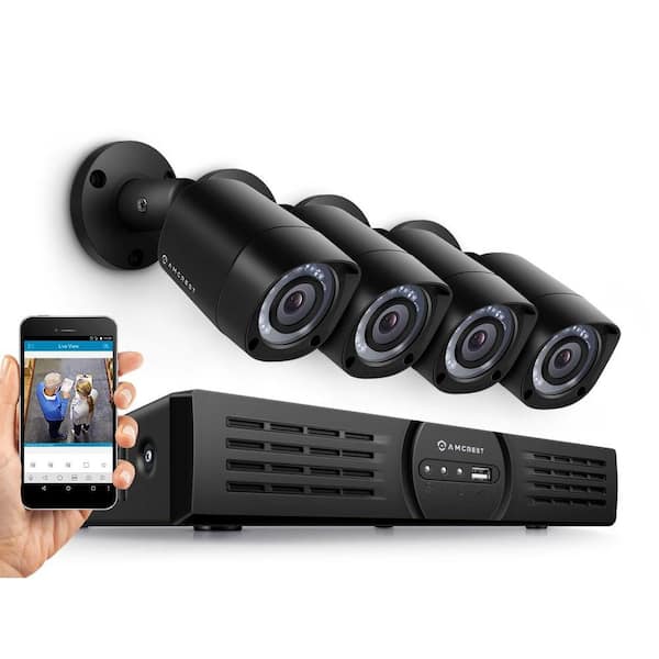 Amcrest Eco-HD 720p (1280TVL) 4-Channel 1TB Video Security System with Four 1.0 MP IP67 Weatherproof Bullet Cameras