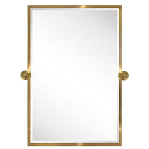 Blakley 24 in. W x 36 in. H Rectangular Stainless Steel Framed Pivot Wall Mounted Bathroom Vanity Mirror in Brushed Gold