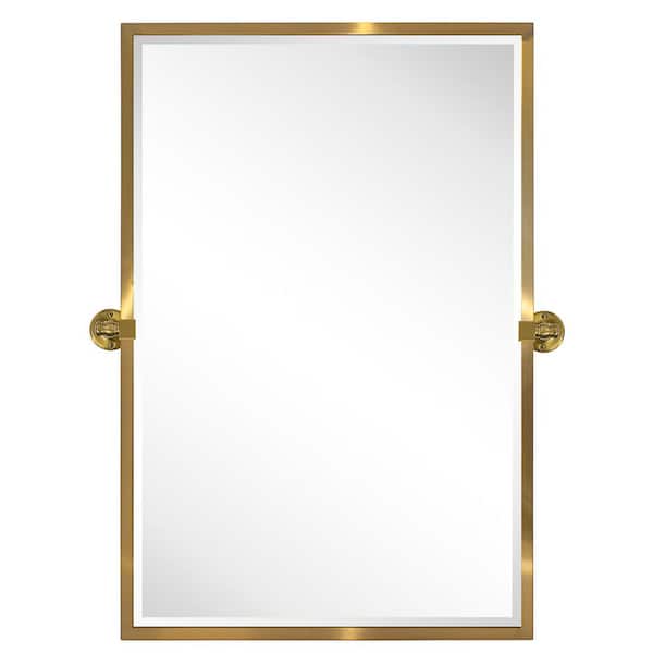 TEHOME Blakley 24 in. W x 36 in. H Rectangular Stainless Steel Framed Pivot Wall Mounted Bathroom Vanity Mirror in Brushed Gold