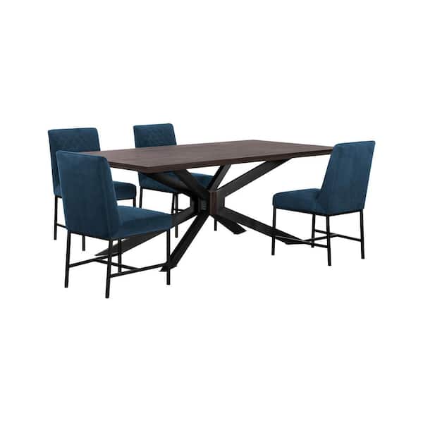 Armen Living Pirate and Blue Napoli 5-Piece Modern Dining Set