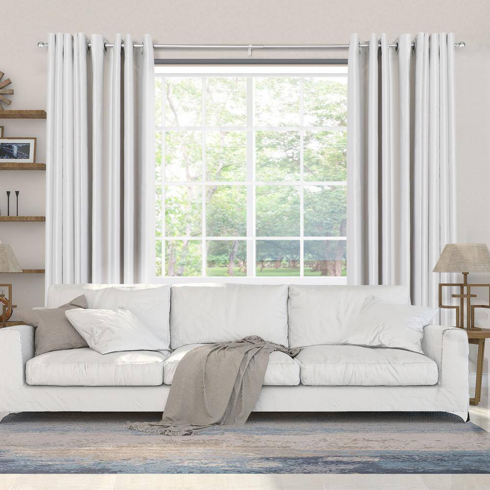 Adjustable Nickel Curtain Rod with Decorative Finials, 48-86 inches