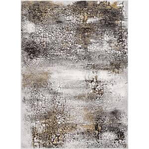 Fairmont Kenneth Retro Abstract Pattern Grey 7 ft. 10 in. x 9 ft. 10 in. Glam Area Rug
