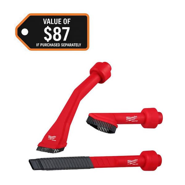 AIR-TIP Claw Utility Nozzle, Rotating Corner Brush, Flexible Long Crevice Tool For Wet/Dry Vacuums Automotive Set (3-Pc)