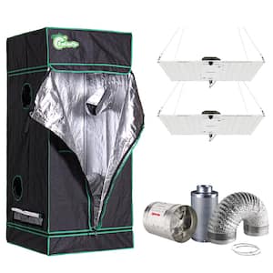400-Watt Equivalent White Light Full Spectrum LED Grow Light Fixture with Grow Tent and Ventilation System, Daylight