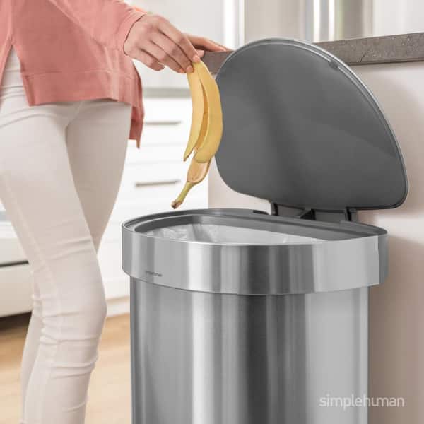 simplehuman 45L Semi-Round Liner Rim Step Kitchen Trash Can