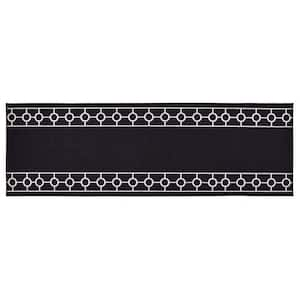 Chain Border Custom Size Black 60 in. x 26 in. Indoor Stair Treads Matching Runner Slip Resistant Backing