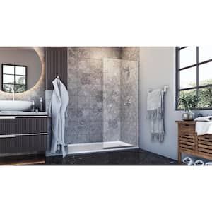 Eurolite 34 in. W x 76 in. W Stationary Panel Shower Door in Chrome Finish with Clear Glass