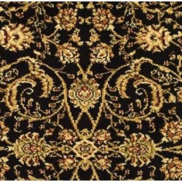 Black and Ivory Floral Rectangular Synthetic Area Rug