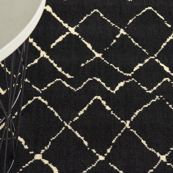 3 ft. x 5 ft. Beige and Black Abstract Power Loom Area Rug