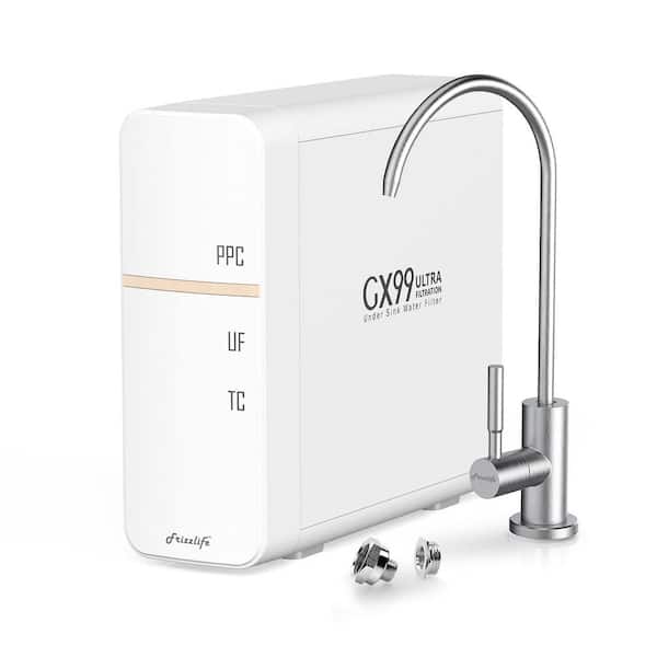 3-Stage Under Sink Water Filtration System with Lead Reduction Filter and 0.01 Mic Ultra Filtration in White