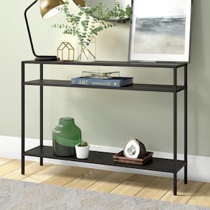 Ricardo 30 in. Blackened Bronze Console Table with Metal Shelves