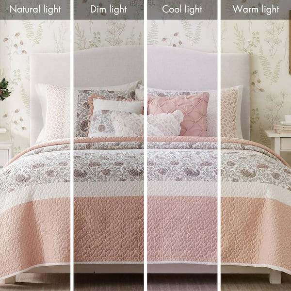 Vanessa 6-Piece Blush Cotton Blend King/Cal King Quilt Set