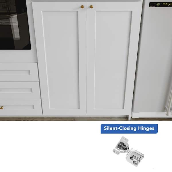 36 in. W x 24 in. D x 51 in. H Ready to Assemble Double Shaker Pantry Kitchen Cabinet in Newport White