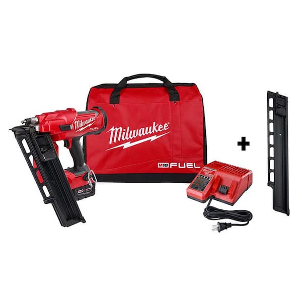 Milwaukee M18 FUEL 3-1/2 in. 18-Volt 21-Degree Lithium-Ion Brushless Cordless Framing Nailer Kit w/ Battery, Extended Capacity Mag