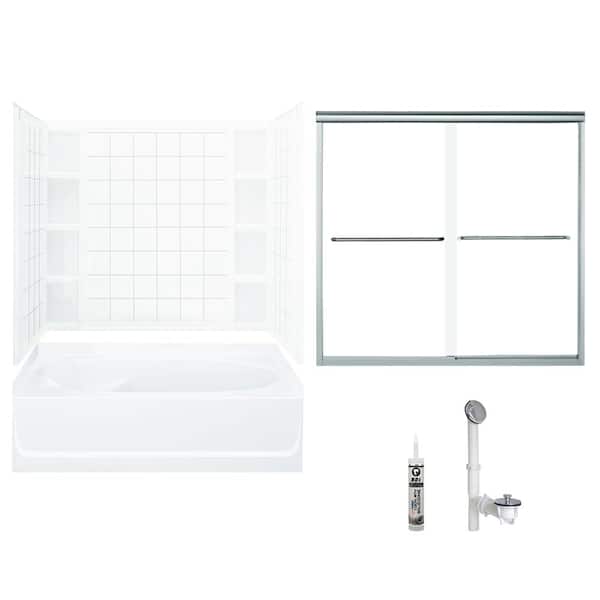 STERLING Ensemble 42 in. x 60 in. x 72.5 in. Bath and Shower Kit with Right-Hand Drain in White and Chrome