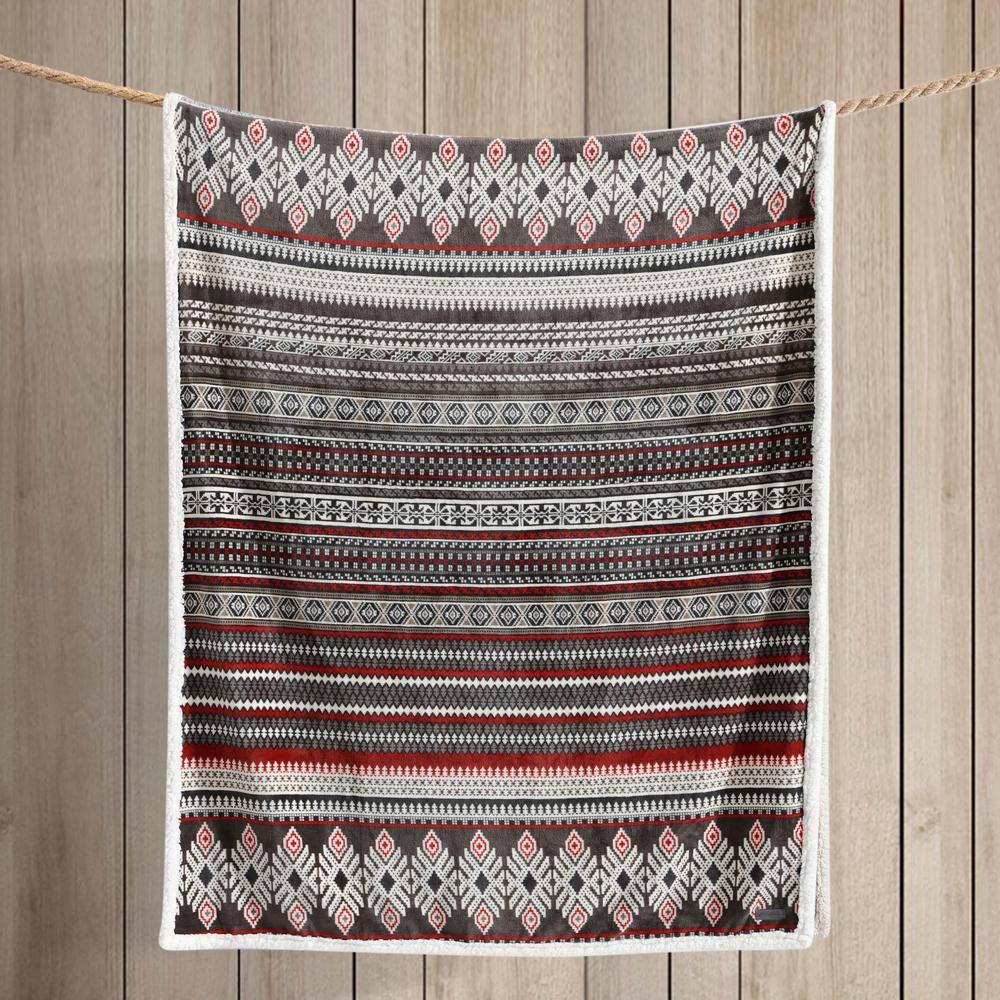 Sycamore Brown Plush Fleece and Sherpa Reversible Throw Blanket