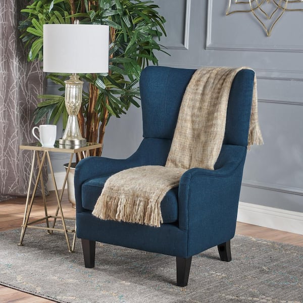 Noble House Quentin Navy Blue Fabric Sofa Chair 12566 The Home Depot
