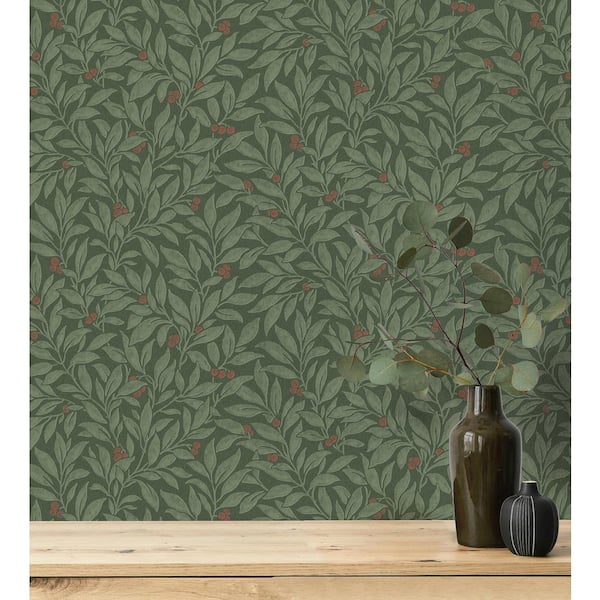 Green Winter Berry Vine Wallpaper