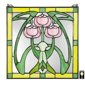 Glasgow Basket Tiffany-Style Stained Glass Window Panel