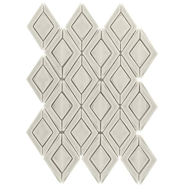 Ivy Hill Tile Delphi Jewel Tundra 3 in. x 0.55 in. Crackled Glass Mosaic Tile Sample