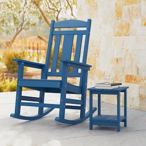 Grant Navy Blue Poly All Weather Resistant Plastic Adirondack Porch Rocker Indoor Outdoor Rocking Chair