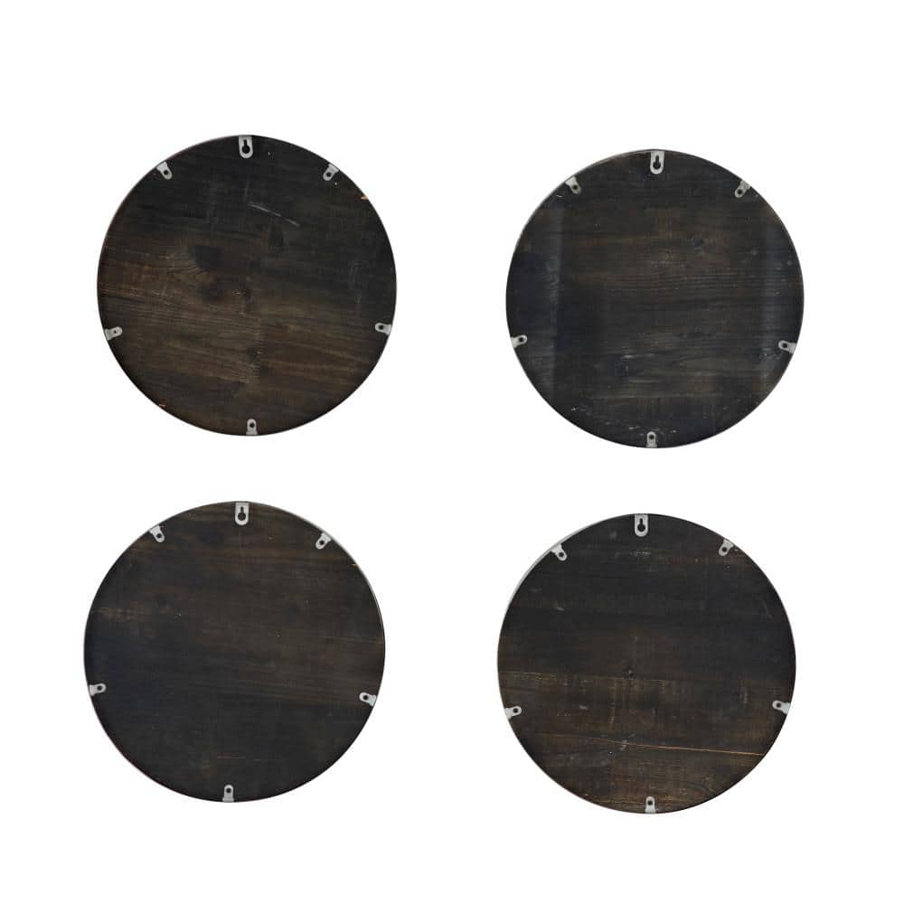 Farmhouse Rustic Wood and Metal Round Animal Wall Art Set of 4