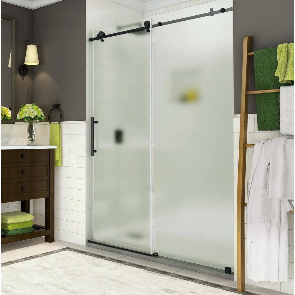 Coraline 48" x 76" Frosted Glass Frameless Sliding Shower Door