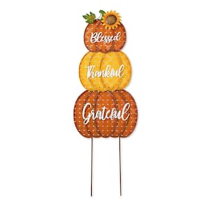 35.5 in. H Thanksgiving Metal Stacked Pumpkins Yard Stake