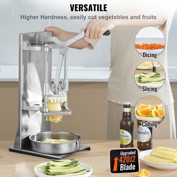 Commercial French Fry Cutter with 4 Replacement Blades, 1/4 in. & 3/8 in. Easy Dicer, 6-Wedge Slicer & Apple Corer