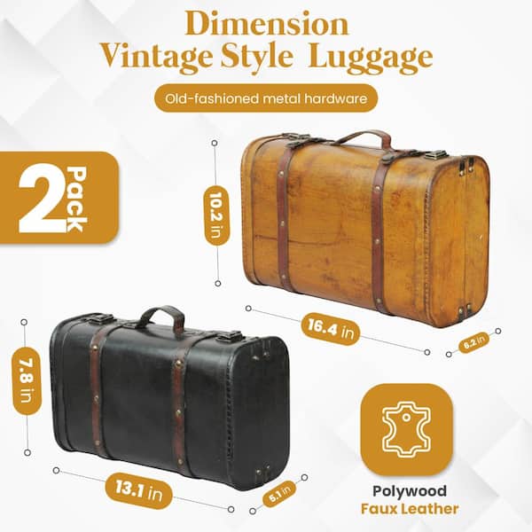 Vintiquewise 2-Colored Vintage Style Luggage Suitcase/Trunk, Set