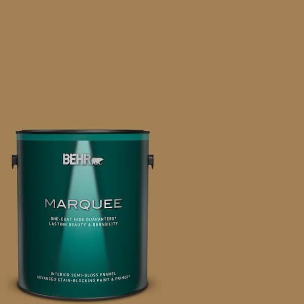 BEHR MARQUEE 1 gal. #MQ2-14 Lavish Gold One-Coat Hide Semi-Gloss Enamel Interior Paint & Primer