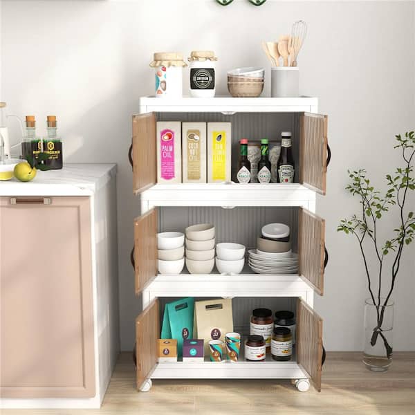 Costway White 43.5 in. H Storage Cabinet with 2 of Shelves QD