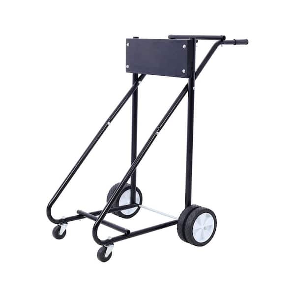 Black Outboard Boat Motor Stand, Engine Carrier Serving Cart with Wheels, 315 lbs. Weight Capacity
