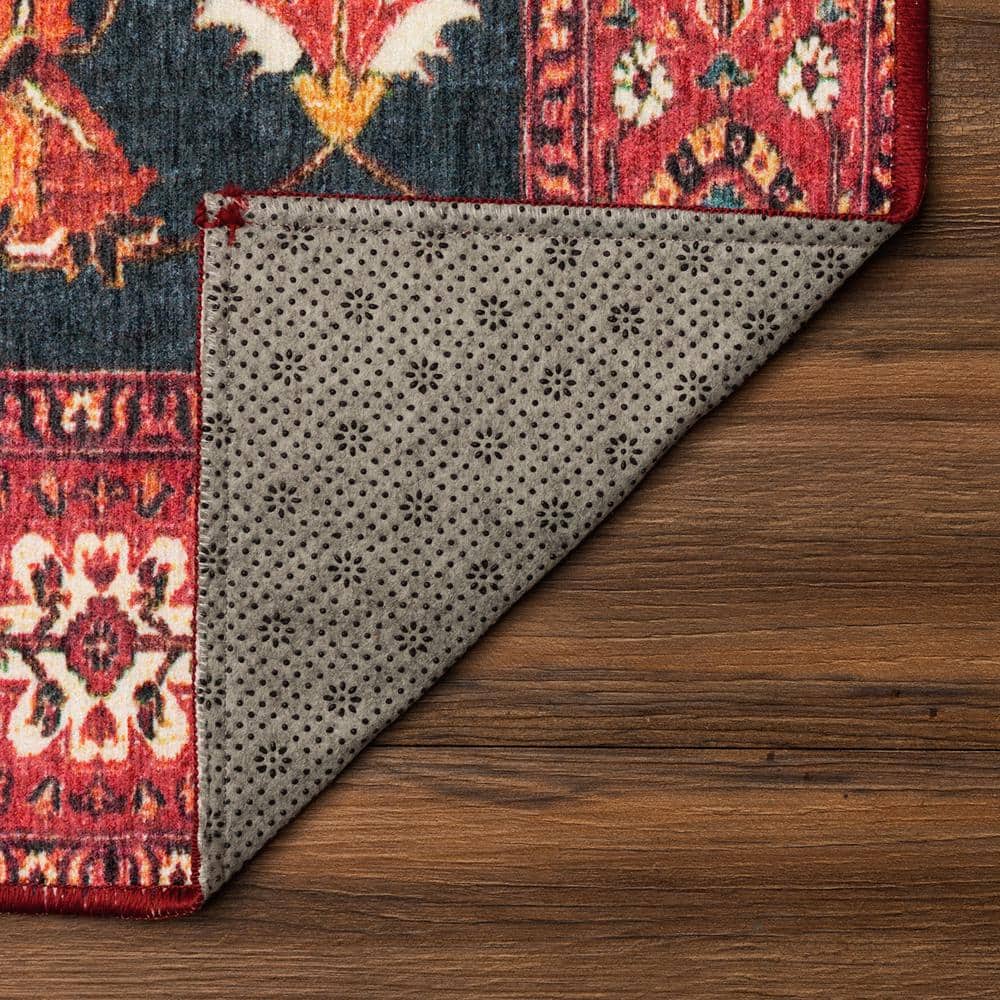 Ramage Indigo Non-Slip Washable Runner Rug 2.5' x 7'