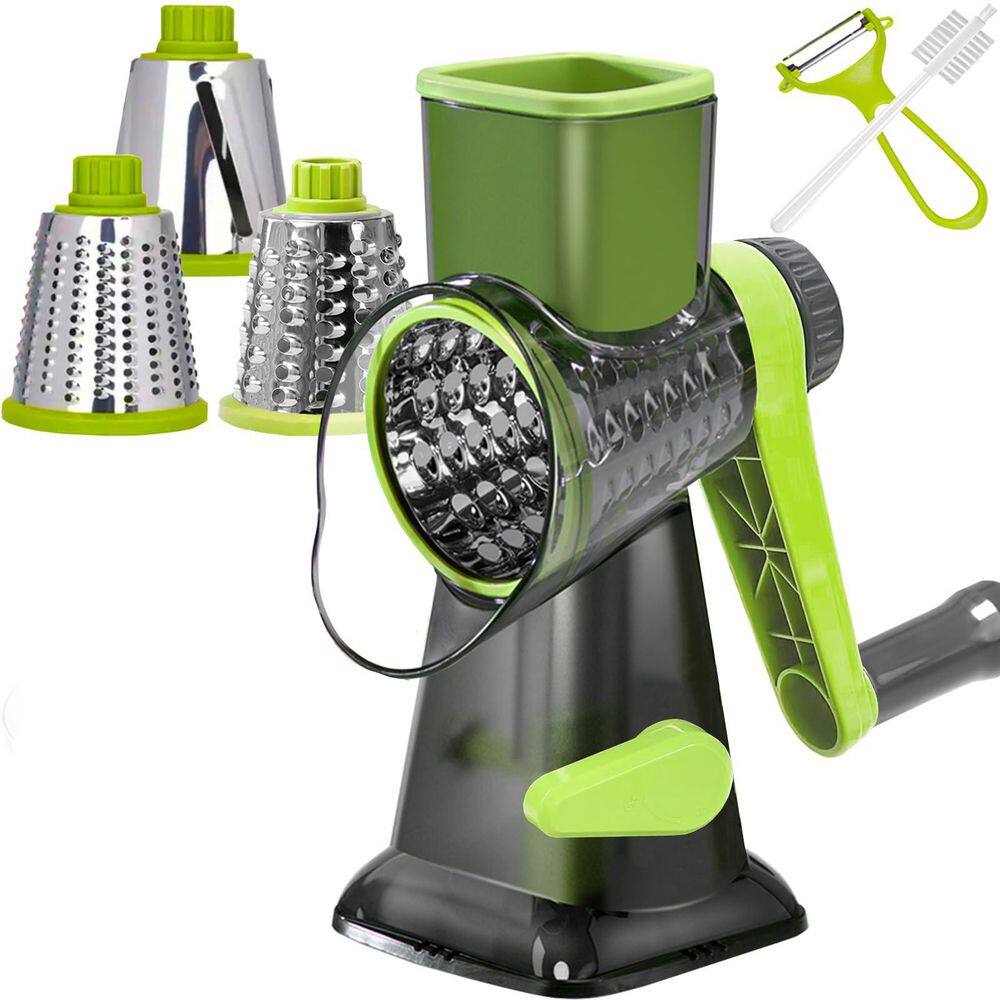 Green Rotary Cheese Grater with Suction Base, Multi-Purpose Blades for Shredding, Grating, Slicing, and Cleaning Brush price history on PriceWatchPro