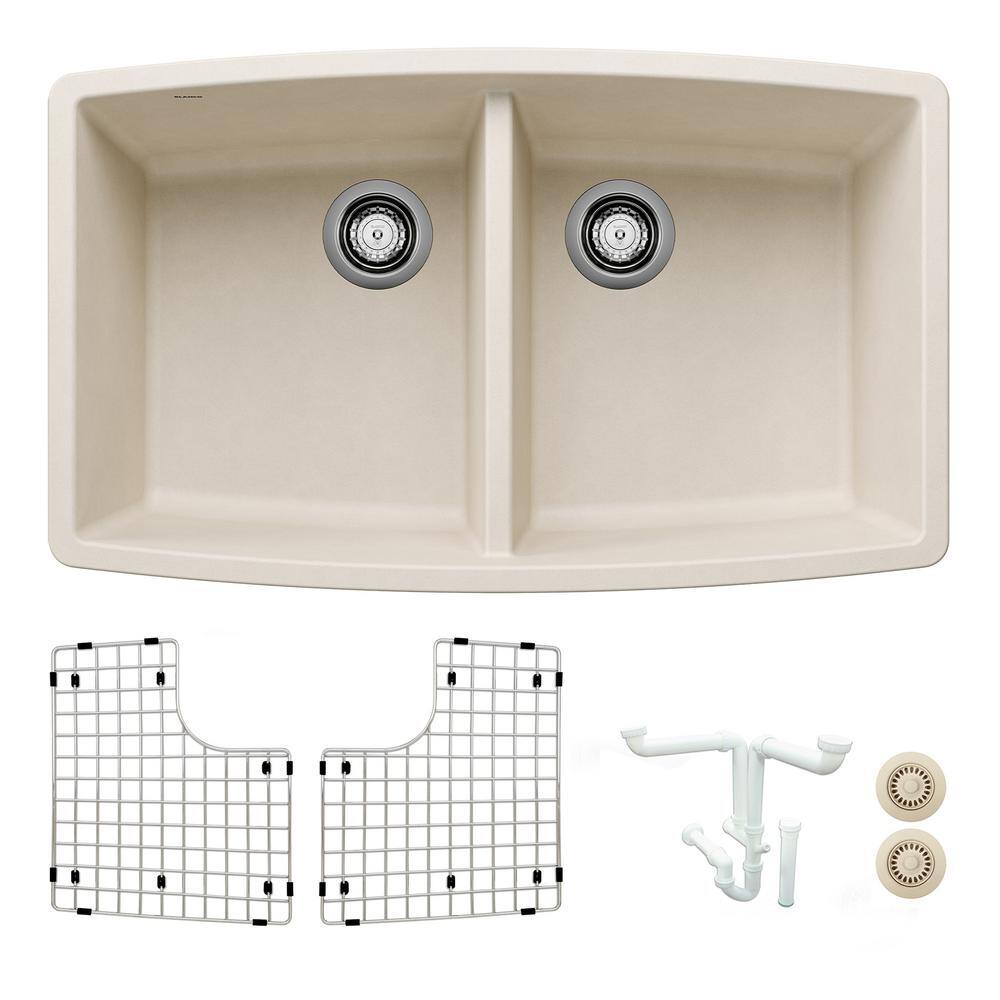 Performa 33 in. Undermount Double Bowl Soft White Granite Composite Kitchen