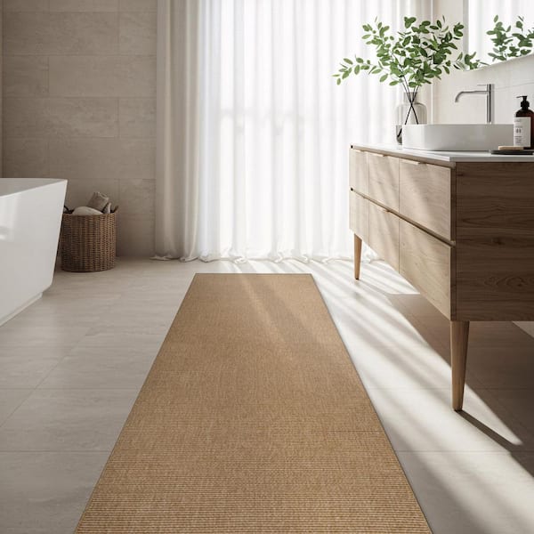 Terra Fiber Easy Jute Natural 2 ft. x 7 ft. Solid Indoor Outdoor Area Rug