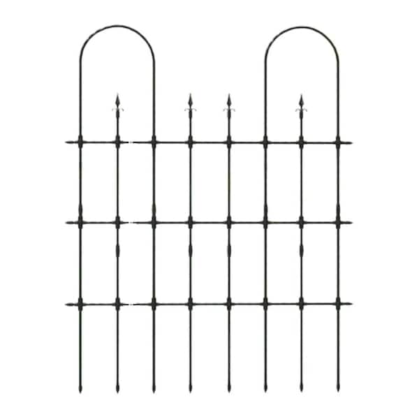 73 in. Metal Garden Rose Arch Trellis with PE-Coated Support Frame and Decorative U-Shaped Design for Plants, Black