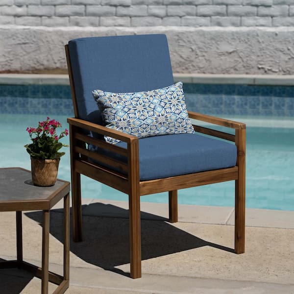 Outdoor Textured Solid Pacific Blue fashion Deep Seating Patio Cushion Set